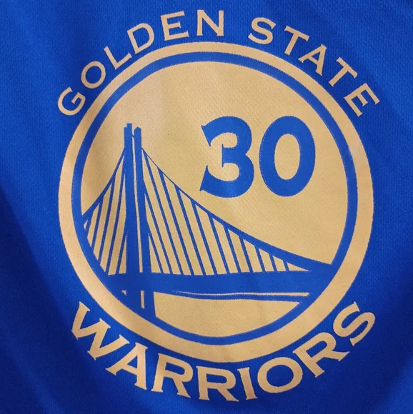 adidas Blue and Yellow Golden State Warriors Kids Jersey - Picture 5 of 12